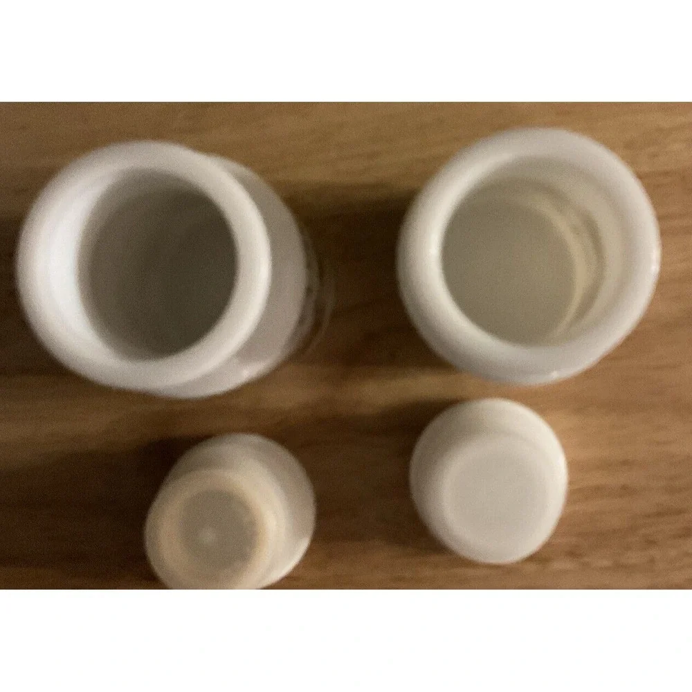 Vintage 10 Piece Milk Glass Cruets, Salt And Pepper Shakers‎ And Spice Jars